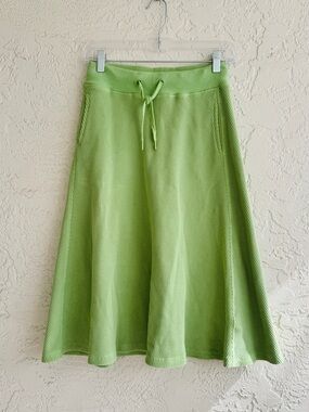 Light Green Knit A-Line Drawstring Skirt